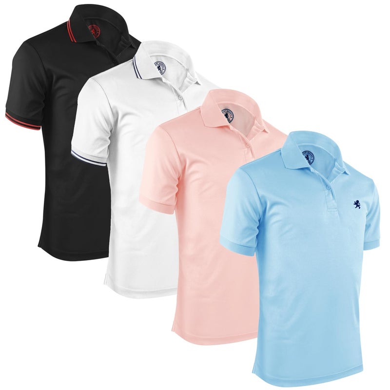 Albert Morris Mens Striped Short Sleeve Polo Shirts 4 Pack - Regular Fit - Multicolor - Amuse Collection - Medium - Image 1